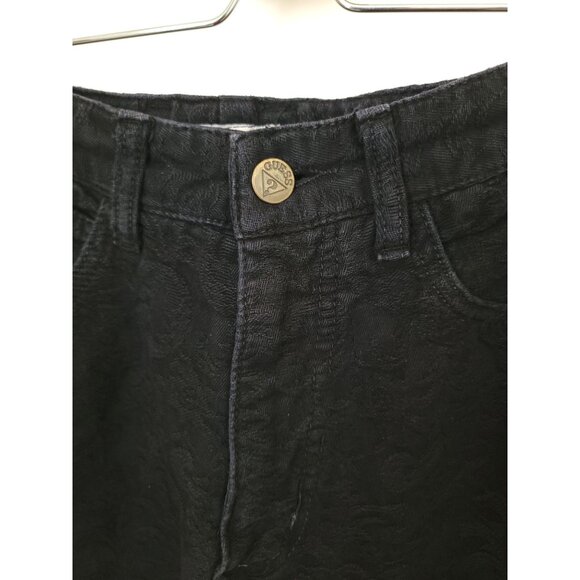 Vtg Guess Georges Marciano Black Jacquard High Waisted Jeans w/ Zip Ankle Sz 28 - Picture 4 of 10